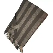New Nordstrom Twill Cashmere & Wool Fringe Scarf in Grey Frost Zig Zag