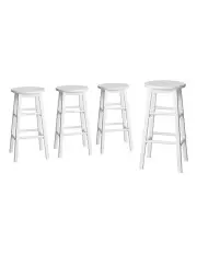 [Artiss] Wooden Round Chairs Bar Stools in White
