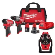 Milwaukee Subcompact Drill, Impact Driver, Fan Kit 12V Li-Ion Brushless Cordless