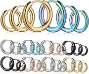[LIFKOME] Trendy Earrings for Women Men 15 Pairs Small Hoop Earrings Titanium Ear Piercings Set