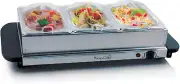 Stainless Steel Easy Clean Buffet Server & Food Warmer with 3 Sectional Trays