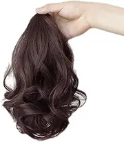 Synthetic Hair Extensions Wigs Toupee Short Wavy Curly Claw Ponytail Women Hair Extensions Hair Wigs Clip (Brown)