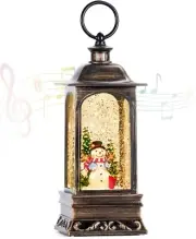 Christmas Snow Globes with Music, Snowman Snow Globe Lantern 6H Timer Lighted ..