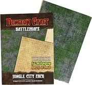 DUNGEON CRAFT Jungle City Battle Map Fully Compatible with Fallen Kingdom & Jungles of Dread, Wet & Dry Eraser Markers Premium Waterproof Double-Sided Gloss Laminated Dimensions 33 * 24 Inches