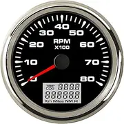 ALAGPNPMZH 3000-8000 RPM Tachometer Universal Gauges LCD Rev Counters with Trip Hour Meter Speed Ratio for Auto Truck Marine Boat Hourmeter Speedometer(DS)