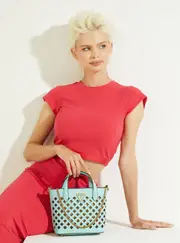 GUESS Turquoise Aqua Mini Tote Bag in Blue