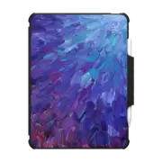 iPad Air 11-inch (M2/M3) Impact Folio Case SCALES OF A DIFFERENT COLOR - Bold Deep Violet Aubergine Lavender Periwnke Purple Ombre Ocean Waves Splash Abstract Peacock Feathers Painting