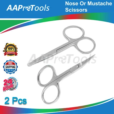 AAPRO CARE ROUNDED AND CURVED FACIAL HAIR SCISSORS PROFESSIONAL STAINLESS STEEL