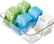 InterDesign Linus Coffee Condiment Packet Organizer for Sugar, Salt, Sweeteners, Tea Bags, Creamers - Clear