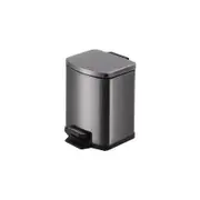 Foot Pedal Tungsten Steel Rubbish Bin Garbage Waste Trash Can Square 12L Black Titanium