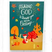 Thanksgiving BLESSINGS Greeting Card DaySpring Fox Trees Foil Accents GOD PSALM