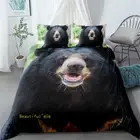 Black Bear Single/Double/Queen/King Size Bed Quilt Doona Duvet Cover Set Linen