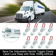 8pcs Car Adjustable Handle Toggle Clamp Latch Lock Hasp with Hole 100Kg 220Lbs