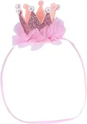 [Abaodam] Baby Hair Bands Pink Mesh Crown Headband Stretchy Elastic Head Wrap for Girls Newborn Photo Props