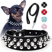 Dog Collars for Medium Dogs with Leash, Epesiri Spiked Dog Collar for Large Dogs, Dog Collar, Studded Rivet Pit Bull Leather Dog Collar Durable Cat Collar for Small Medium Large Pet Gift