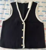 Abercrombie & Fitch Button Up Sweater Vest Size Large Dark Blue