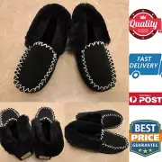 UGG 100% Sheepskin Warm Moccasin Slippers ladies size measure Black AU stock
