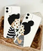 New Cute Cartoon Couple Fall In Love 2 pieces iPhone Case - iPhone 12 Pro Max