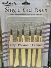 Clay Sculpting Tools. Set of 6 pcs . Steel Ribbon Blades - Boxwood Handles