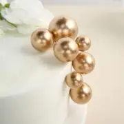 12 GOLD Faux Pearl Balls Cake Topper Picks Cupcake Decorations Wedding Party