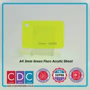 A4 Green Fluro 4 Pack 3mm Acrylic Perspex Sheet