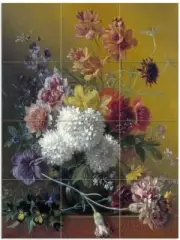 Tile Mural Wildflower Bouquet Vase Kitchen Shower Wall Backsplash Marble Ceramic