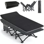 Durable Steel Camping Cot with Side Pocket - Easy Portability for 450 lbs