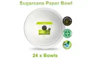 24 x Eco Paper Bowl 18CM Sugarcane Compostable Biodegradable Catering Party Event