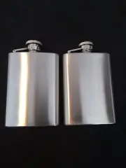 2 FLASK Stainless Steel 3 OZ Screw Cap Liquor Pocket Whiskey Vodka Shots Shot
