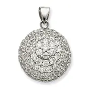 Sterling Silver Cz Open-Back Ball Pendant