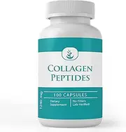 Collagen Peptides Supplements (100 Capsules, 1,500 mg/Serving) by Pure Organic Ingredients, Grass-Fed, Pasture-Raised Collagen Peptides, Improves Overall Health, Skin, Hair, Nails