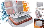 Document Bag with Lock,Fireproof 3-Layer File Organizer 14.2"x10.6"x4" Silver