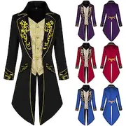 Vintage Punk Gothic 18th Century Coat Cosplay Costume Tuxedo Ren Faire Vampire Gentleman Embroidered Men's Royal Steampunk Halloween Carnival Masquerade Perfo