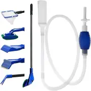 Aquarium Fish Tank Clean Set, Retractable 5 in 1 Fish Tank Cleaning Tools with A