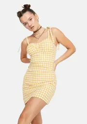 [Glamorous] Ochre White Gingham Sundress