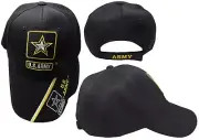 U.S. Army Star Logo Emblem Shadow "Star" On Bill Black Embroidered Cap Hat TOPW