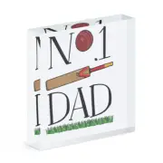 No.1 Dad Cricket Acrylic Photo Block Frame Funny Father's Day Present Sport