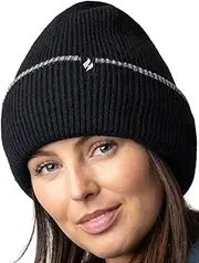 [HEAT HOLDERS] | Sockshop | Women's Teton Thermal Beanie with Lurex | Fine Knit Turnover | Stay Warm and Stylish | One Size Fits Most