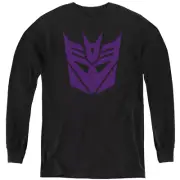 Transformers Kids Long Sleeve Shirt Purple Decepticon Logo Black Tee
