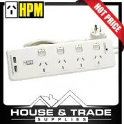 HPM Powerboard 4 Socket Switched With 2x USB 4.8A & Surge Protection LA01480AAB