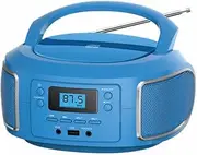 Laser Portable CD Player Boombox with FM Radio, Bluetooth, and USB Port, Stereo Sound, CD-R/RW and MP3 CDs Compatible, 3.5mm Aux Input and Headphone Jack, Backlit LCD Display - Blue