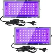 CREATESTAR UV Black Light, 50W Black Lights for Glow Party, IP65 Waterproof Black Light for Stage Lighting, Halloween, Body Paint, Fluorescent Poster, Neon Glow