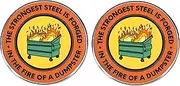 [ZENRUIMING] 2 Inspirational English Button Pins, “THE STRONGEST STEEL IS FORGED IN THE FIRE OF A DUMPSTER” Metal Alloy Badge Clothes Bag Accessories, Metal, no