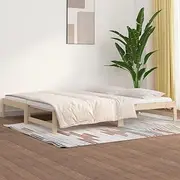 Pull-Out Day Bed Without Mattress 2X(90x190) cm Solid Wood Pine,Pinewood Daybed with PullOut Sofa Bed Versatile and Modern Sleeper Sofa Bedroom Furniture