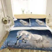 3D Run White Horse 154 Bedding Set Pillowcases Quilt Duvet Cover Set Queen King