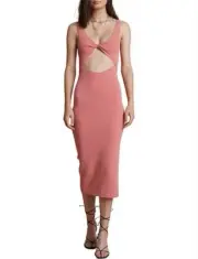NEW Bec & Bridge Womens Midi Dress Oasis Knit Twist Cutout Pink Size 10 RRP$240