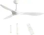 Alston White Ceiling Fan with Light 3 Changeable Light Colors Dimmable LED and 3 Adjustable Wind Speed with Remote Control Fit for 10-20 Square Meters