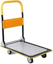 Heavy Duty Folding Platform Trolley Cart, 150kg Capacity Hand Truck, Rubber Anti-Slip Handle, Collapsible Dolly with Silent Rolling Caster Swivel Wheels (150KG - 73x47.5x44cm)
