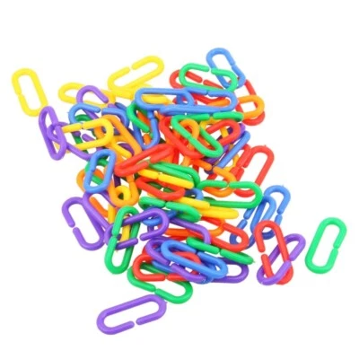 1 Set 200PCS DIY Plastic C-clips Hooks Chain Links C-links Parrot Bird Toys