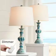 Tanya Rustic Table Lamps 26 1/2" High Set of 2 Blue Wash Dimmers for Bedroom